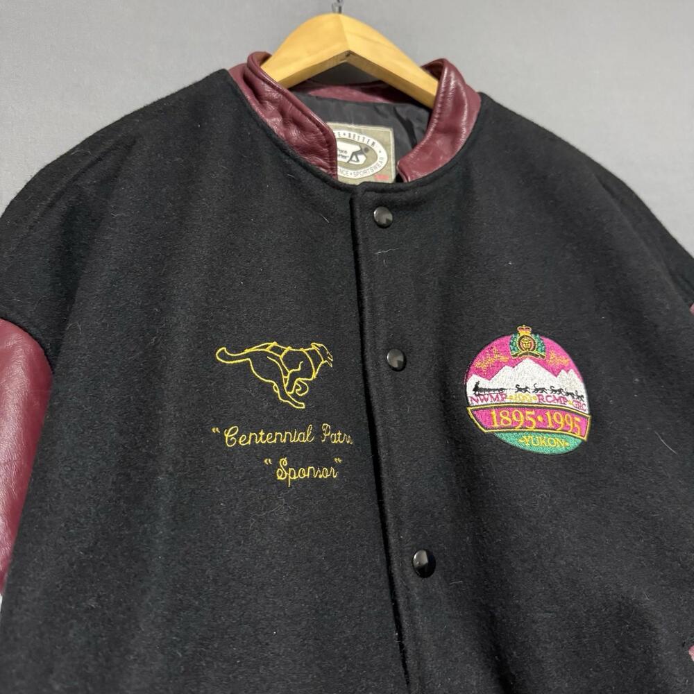 Vintage RCMP 100th Anniversary Yukon Leather Wool Varsity Jacket M Canada - Picture 7 of 8